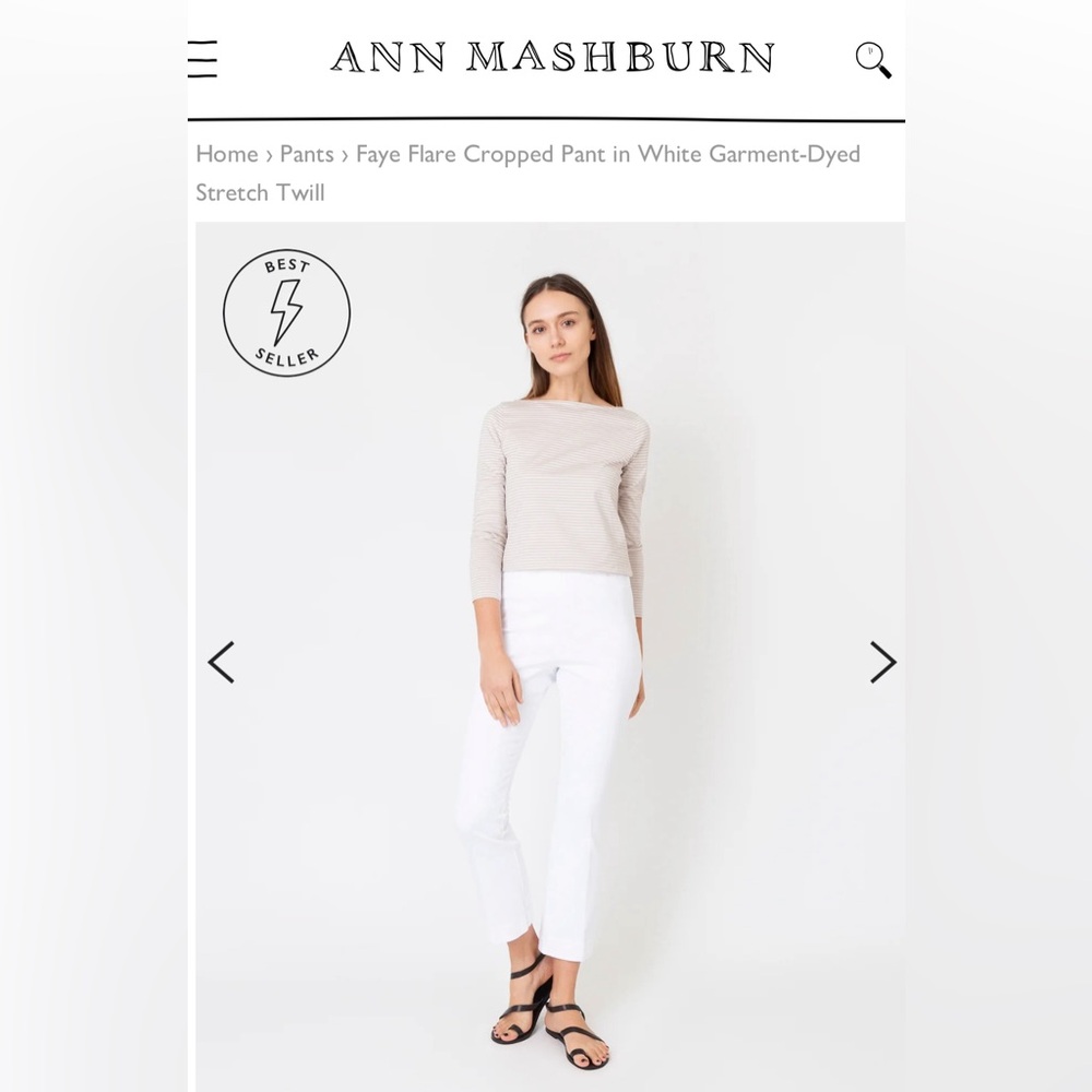 ANN MASHBURN - Faye Flare Cropped Pant - White - Size Small